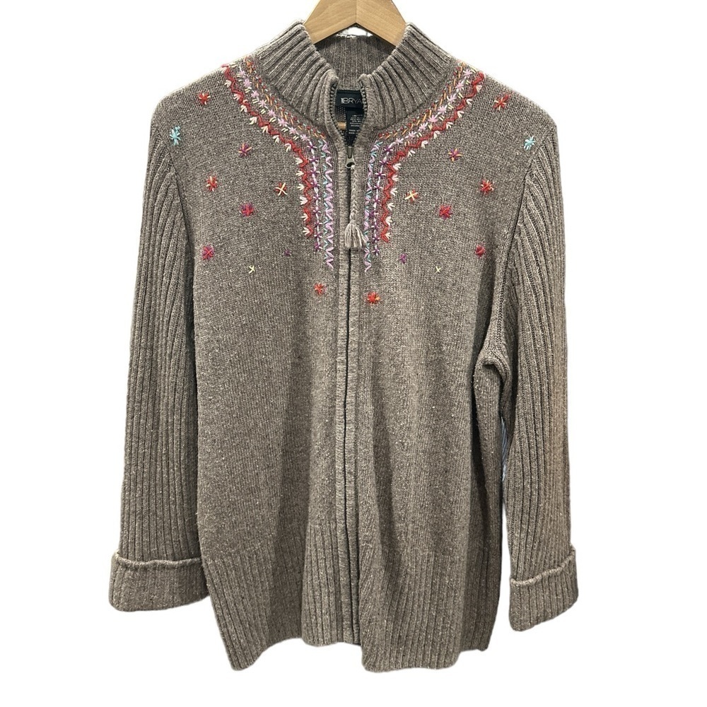 Vintage Lane Bryant Embroidered Brown Knit Sweater Size: 18/20